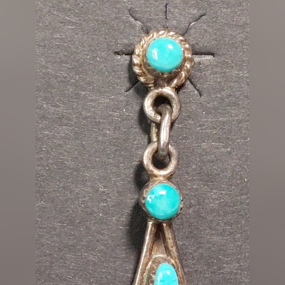 Turquoise Sterling Silver Dangle Earrings - Picture 6 of 11